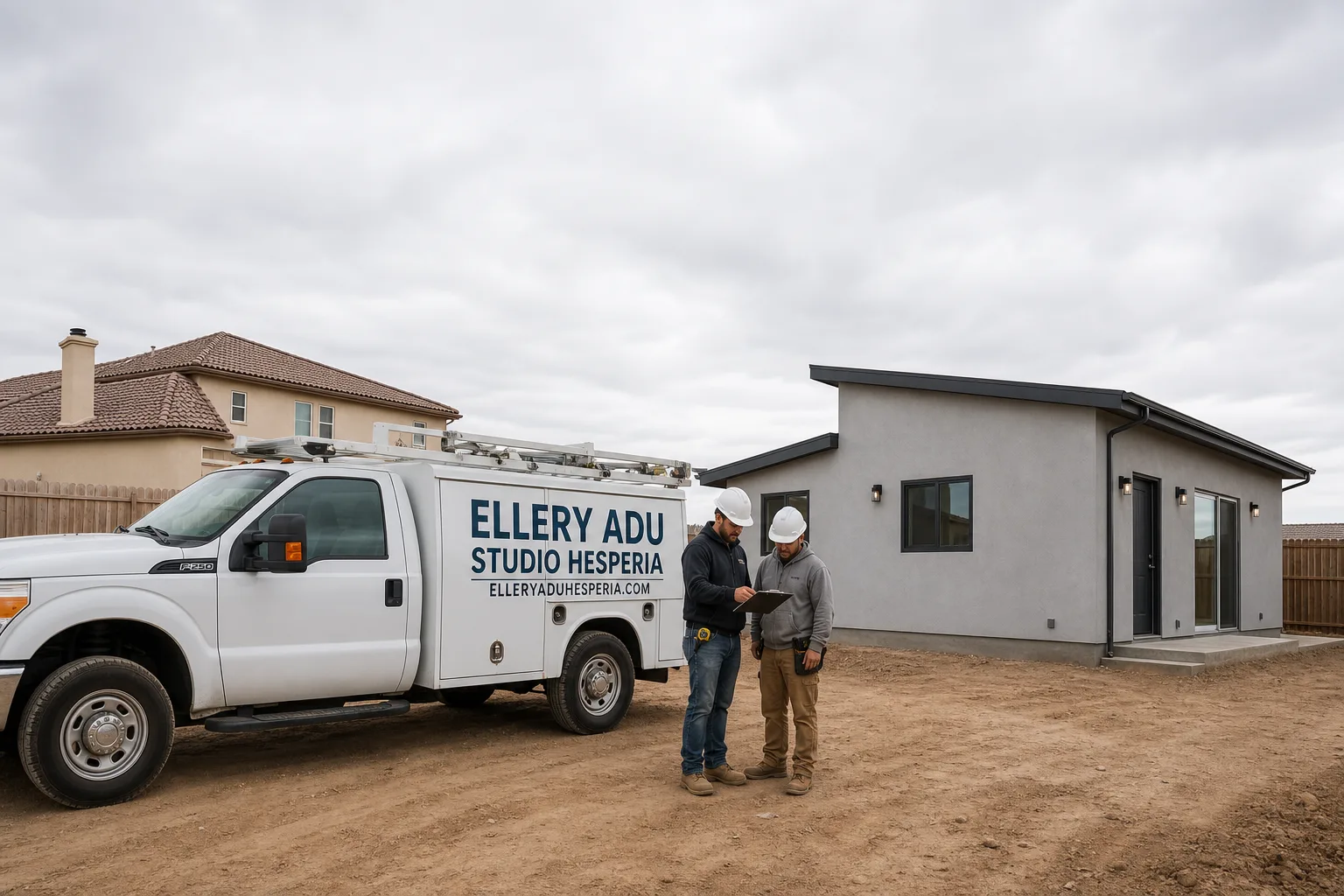 Ellery ADU Studio Hesperia adu service vehicle and crew in Hesperia, CA